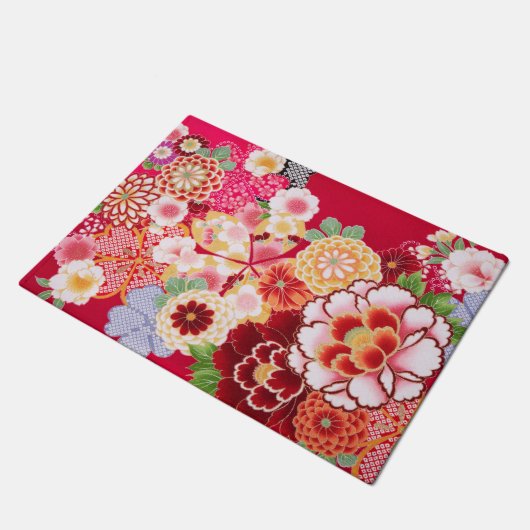 Falln Red Floral Burst Deurmat (Schuin)