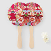 Falln Red Floral Burst Handwaaier (Voorkant en achterkant)
