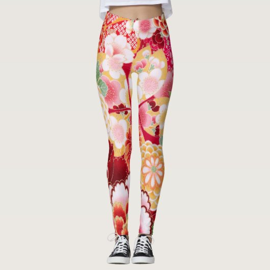 Falln Red Floral Burst Leggings (Voorkant)