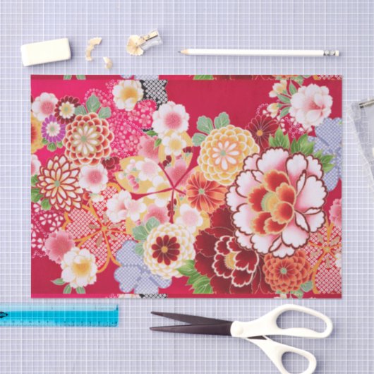 Falln Red Floral Burst Tissuepapier (Craft)