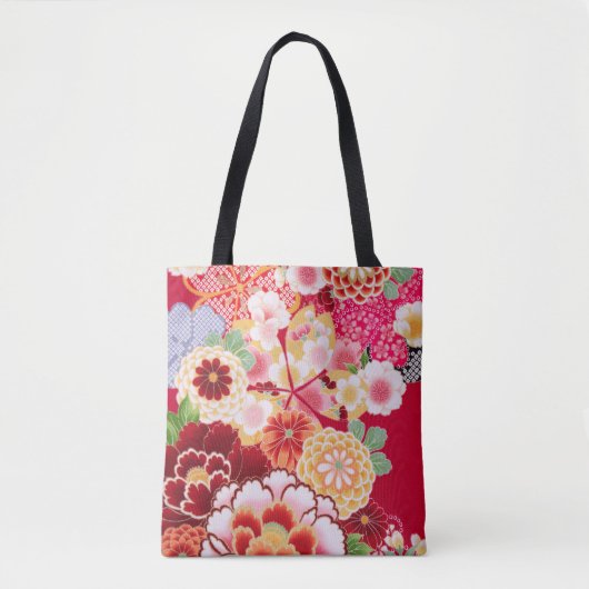 Falln Red Floral Burst Tote Bag (Voorkant)