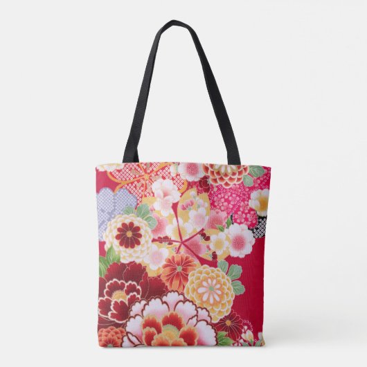 Falln Red Floral Burst Tote Bag (Achterkant)