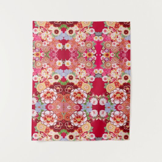 Falln Red Floral Burst Wandkleed (Voorkant)