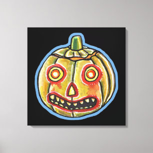 Falln Spooky Pumpkin Haloweenies Canvas Afdruk