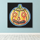 Falln Spooky Pumpkin Haloweenies Canvas Afdruk (Insitu (Houten vloer))