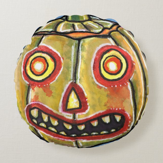 Falln Spooky Pumpkin  Haloweenies Rond Kussen (Voorkant)