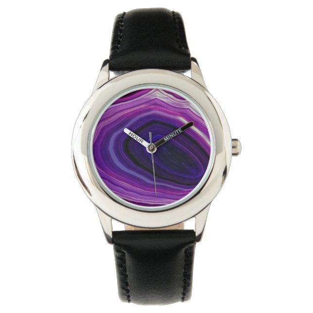 Falln Swirled Paars Geode Horloge (Voorkant)