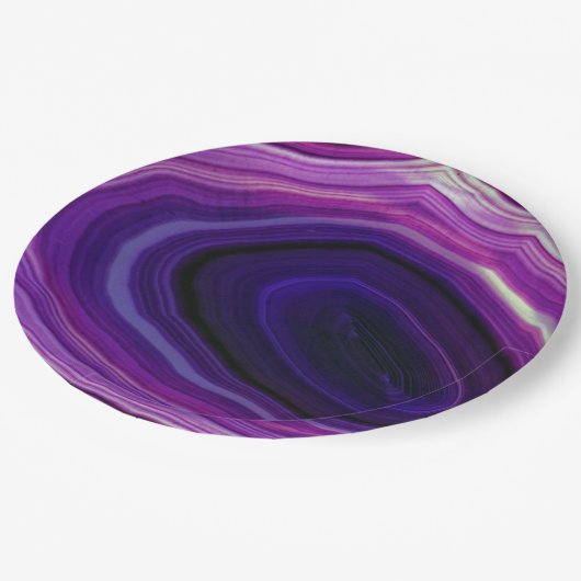 Falln Swirled Paars Geode Papieren Bordje (Gekanteld)
