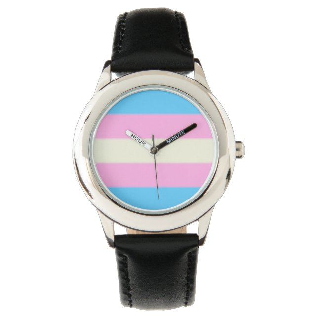 Falln Transgender Pride Flag Horloge (Voorkant)