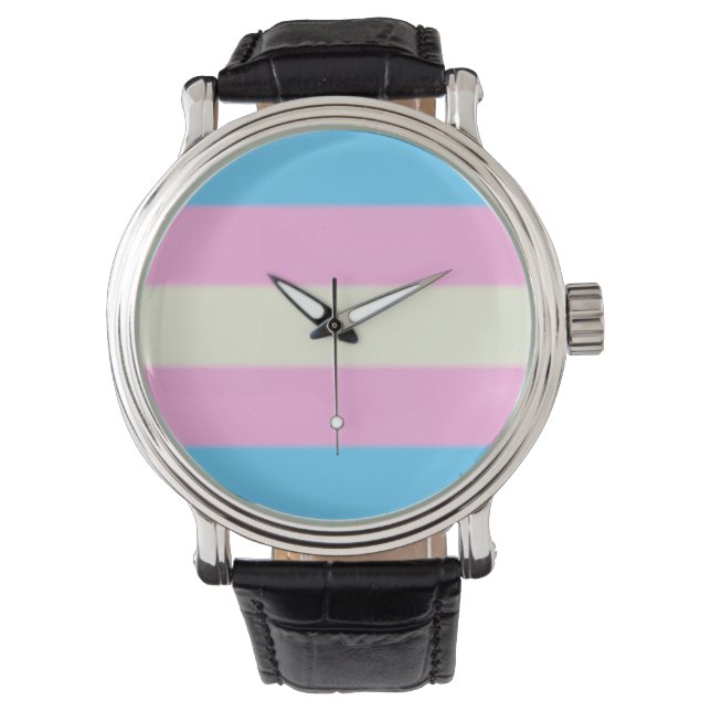 Falln Transgender Pride Flag Horloge (Voorkant)