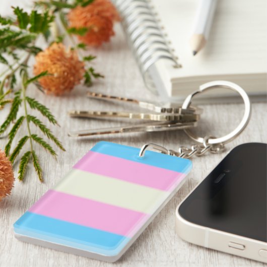 Falln Transgender Pride Flag Sleutelhanger (Voorkant Rechts)