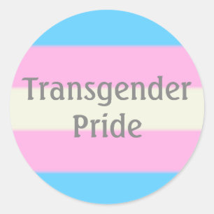 Falln Transgender Pride Flag (tekst) Ronde Sticker