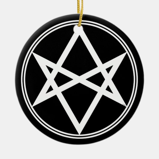 Falln Unicursal Hexagram White Keramisch Ornament (Voorkant)