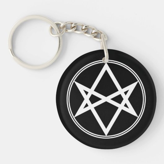 Falln Unicursal Hexagram White Sleutelhanger (Voorkant)