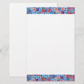 Fallon Blue Cascading Floral Chirimen Briefpapier (Voorkant / Achterkant)