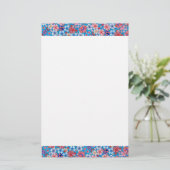 Fallon Blue Cascading Floral Chirimen Briefpapier (Staand voorkant)