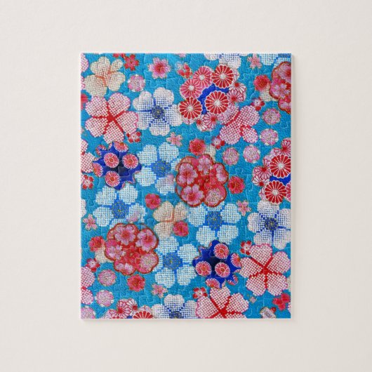Fallon Blue Cascading Floral Chirimen Legpuzzel (Verticaal)