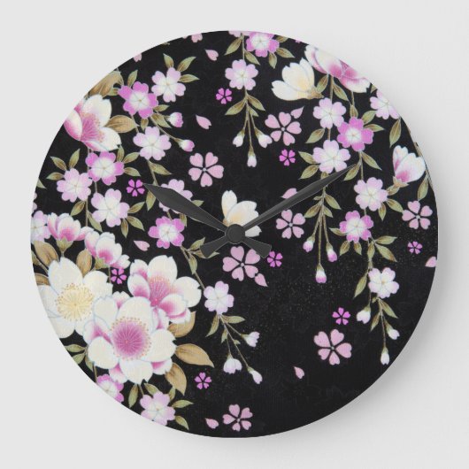Fallon Cascading Pink Flowers Grote Klok (Voorkant)