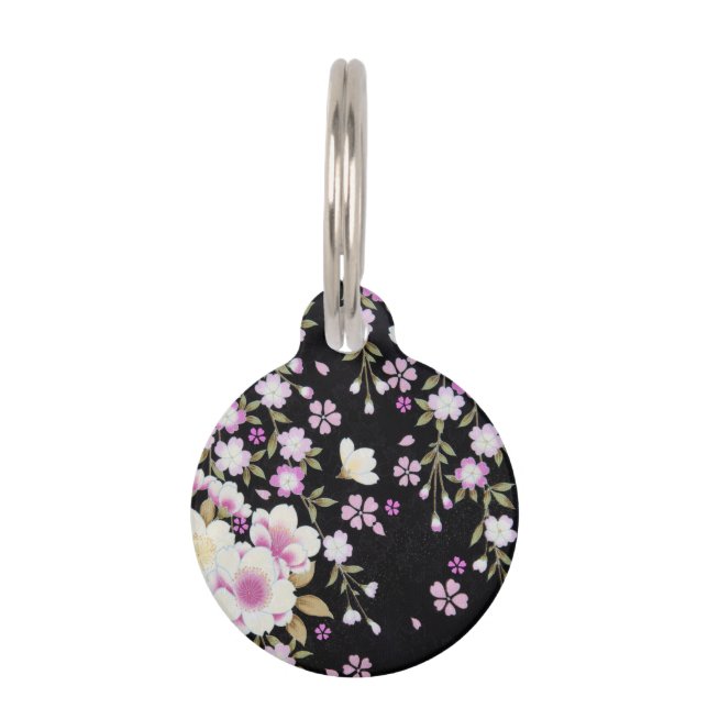 Fallon Cascading Pink Flowers Huisdierpenning (Voorkant)