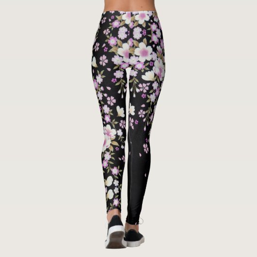 Fallon Cascading Pink Flowers Leggings (Achterkant)