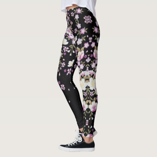 Fallon Cascading Pink Flowers Leggings (Links)