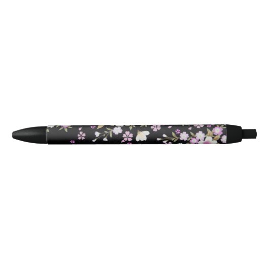 Fallon Cascading Pink Flowers Zwarte Inkt Pen (Voorkant)