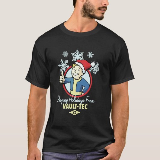 Fallout Prettig feest van Vault-Tec kerst Vi T-shirt (Voorkant)