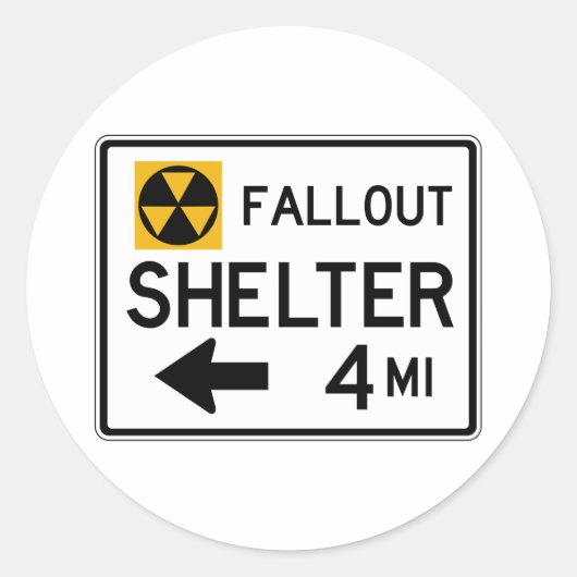 Fallout Shelter Street Sign. Ronde Sticker (Voorkant)