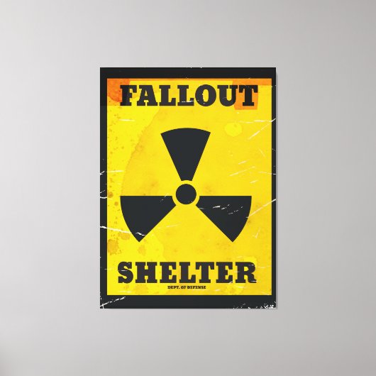 Fallout Shelter vintage waarschuwingsbord Canvas Afdruk (Voorkant)