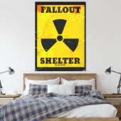 Fallout Shelter vintage waarschuwingsbord Canvas Afdruk (Insitu (Slaapkamer))