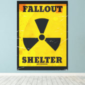 Fallout Shelter vintage waarschuwingsbord Canvas Afdruk (Insitu (Houten vloer))