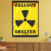 Fallout Shelter vintage waarschuwingsbord Canvas Afdruk (Insitu (Woonkamer))