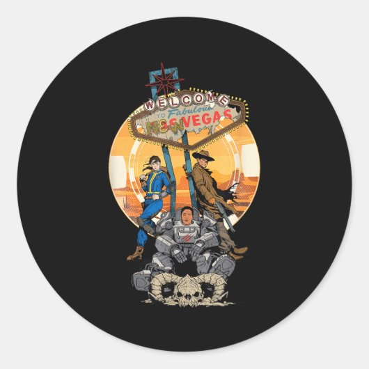 Fallout - Welcome To Fabulous New Vegas  Ronde Sticker (Voorkant)
