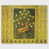 FALLOW DEER, FLOWERS CHESTNUT TREE Green Yellow Cadeaupapier (Vlak)