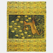 FALLOW DEER, FLOWERS CHESTNUT TREE Green Yellow Fleece Deken (Voorkant)