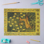 FALLOW DEER, FLOWERS CHESTNUT TREE Green Yellow Tissuepapier (Craft)