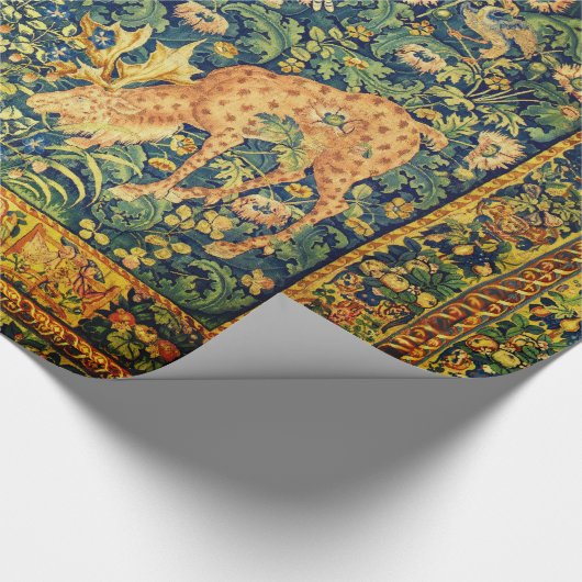 FALLOW DEER PAIR, GOTHISCHE FANTASY FLOWERS, Green Cadeaupapier (Hoek)