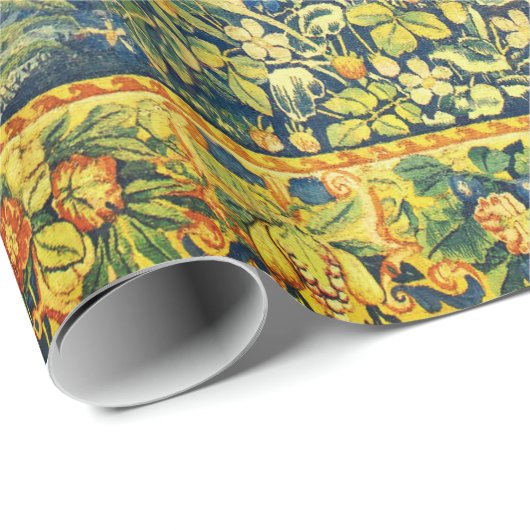 FALLOW DEER PAIR, GOTHISCHE FANTASY FLOWERS, Green Cadeaupapier (Rol Hoek)