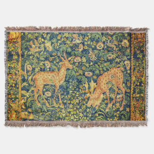 FALLOW DEER PAIR, GOTHISCHE FANTASY FLOWERS, Green Deken