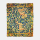 FALLOW DEER PAIR, GOTHISCHE FANTASY FLOWERS, Green Fleece Deken (Voorkant)