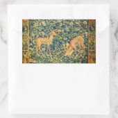 FALLOW DEER PAIR, GOTHISCHE FANTASY FLOWERS, Green Rechthoekige Sticker (Tas)