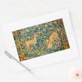 FALLOW DEER PAIR, GOTHISCHE FANTASY FLOWERS, Green Rechthoekige Sticker (Envelop)