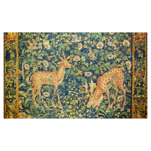 FALLOW DEER PAIR, GOTHISCHE FANTASY FLOWERS, Green Stof (Yard (91,4 cm))