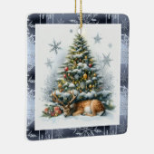 Fallow Deer Sleeping Under Christmas Tree Holiday Keramisch Ornament (Rechts)