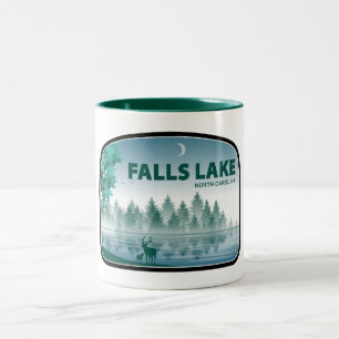 Falls Lake North Carolina Herten Tweekleurige Koffiemok