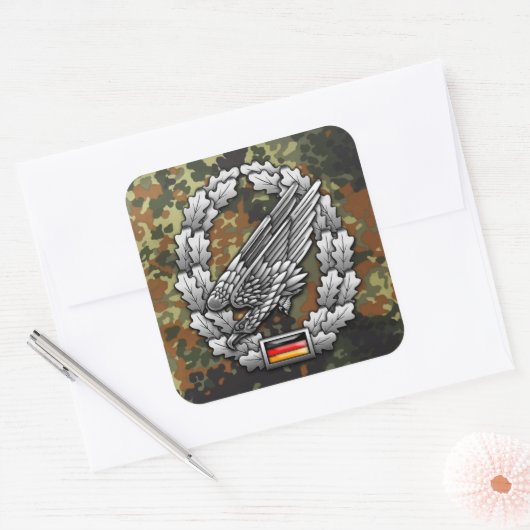 Fallschirmjägertruppe Barettabzeichen Vierkante Sticker (Envelop)