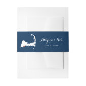 Falmouth Blue Cape Cod Map met hart | Weddenschap Uitnodigingen Wikkel (Voorkant Voorbeeld)