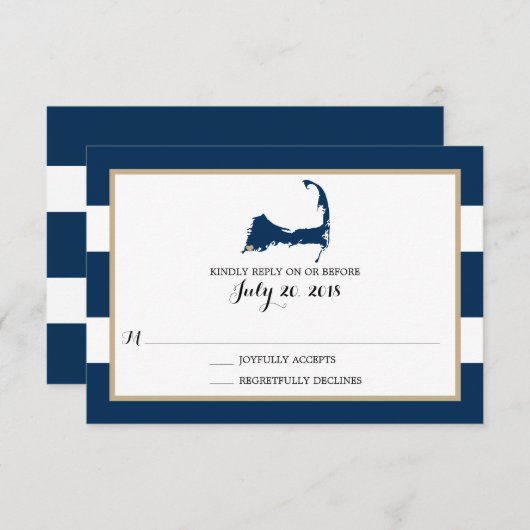 Falmouth Cape Cod met hart | Bruiloft RSVP (Voorkant / Achterkant)