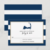 Falmouth Cape Cod met hart | Bruiloft RSVP Kaartje (Voorkant / Achterkant)