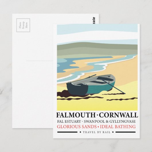 Falmouth Cornwall reisposter Briefkaart (Voorkant / Achterkant)